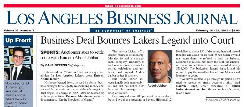 Business Deal Bounces Lakers Legend into Court